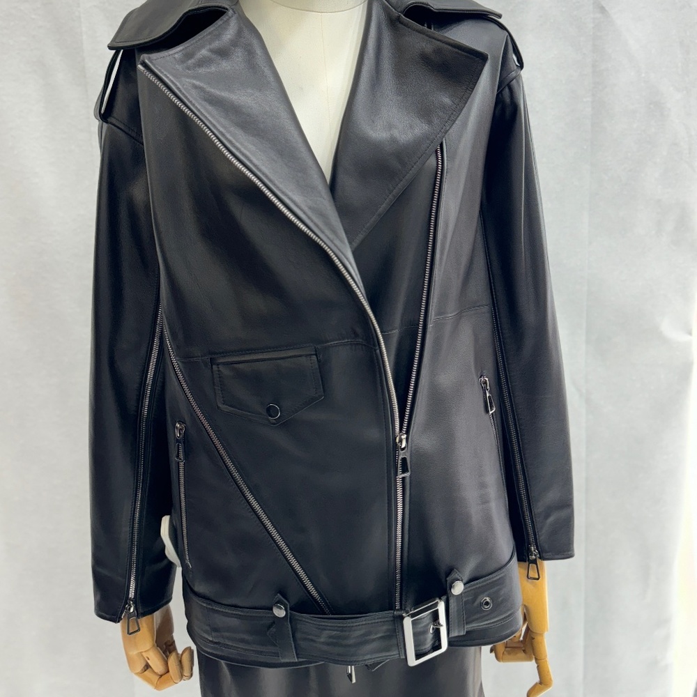 Punto leather oversize jacket